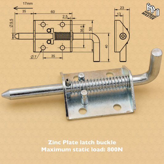 Spring Bolt Latch Pin Lock l Tail Gate Lock | Galvanised Zinc Plated