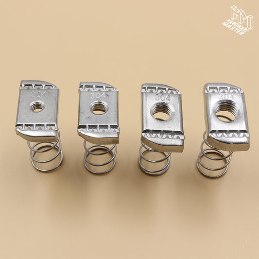 Unistrut Long Spring Nut | 5Qty | S304 Stainless Steel | Heavy Duty | Channel Nut | M6 M8 M10 M12
