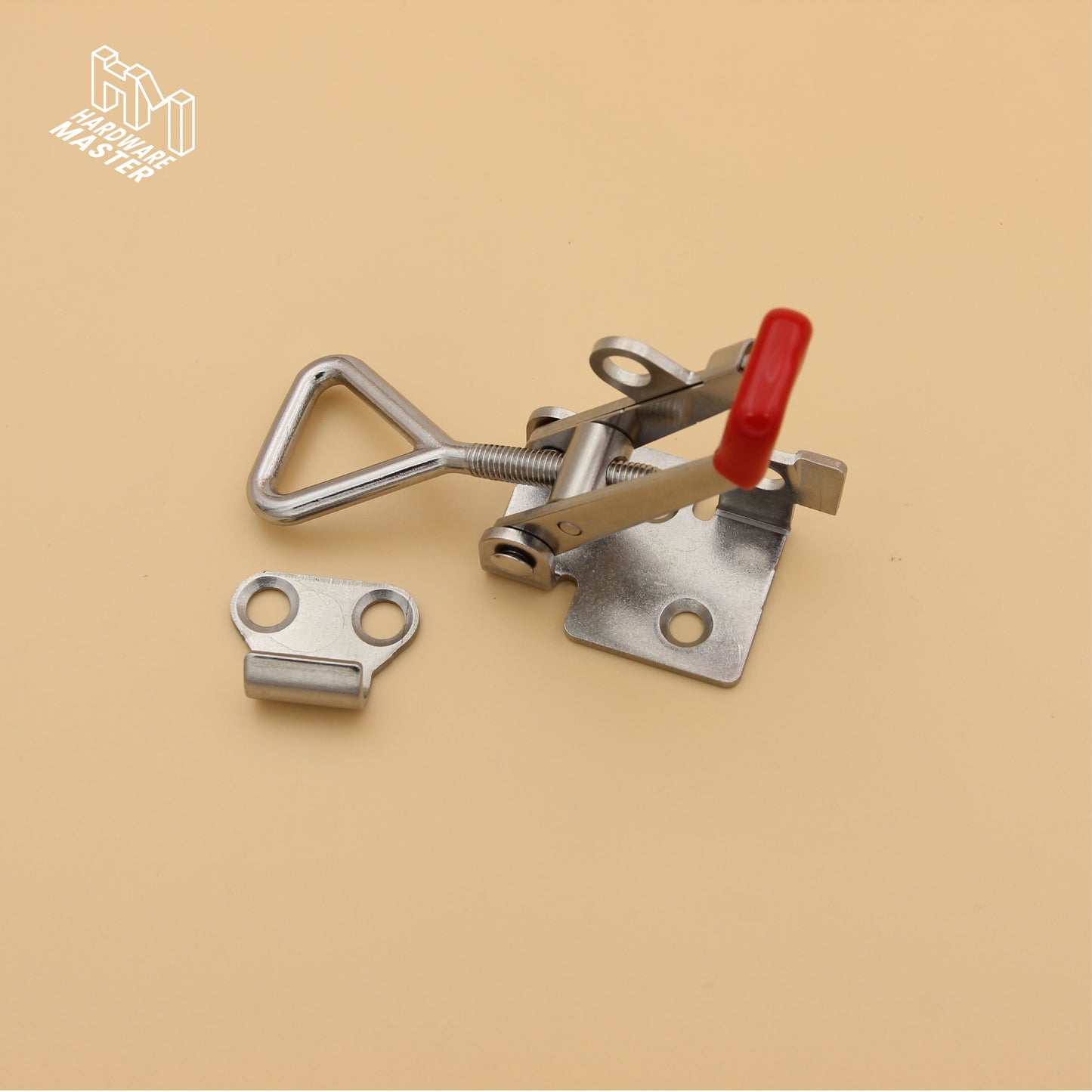 Small Over Centre Toggle Latch With Safety Catch | S304 Stainless Steel | Red | Lockable Fastener