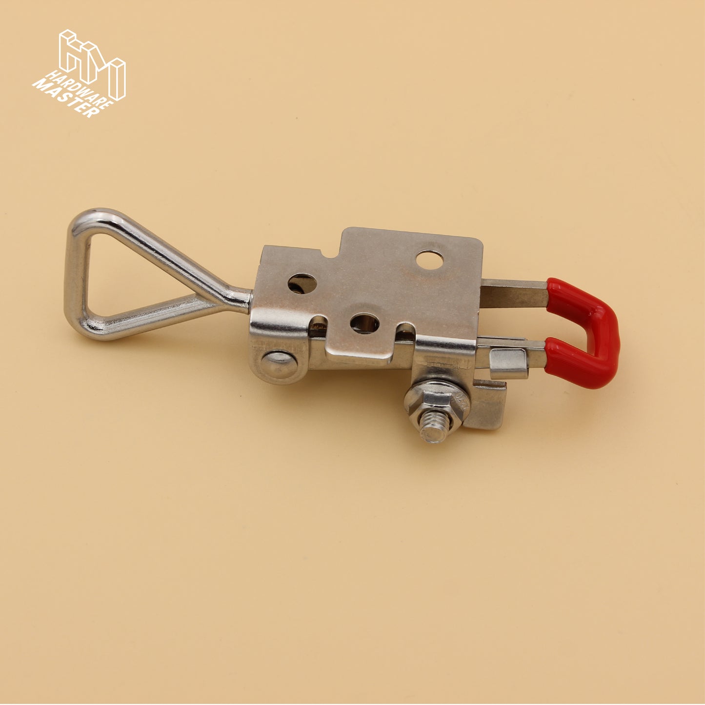 Small Over Centre Toggle Latch With Safety Catch | S304 Stainless Steel | Red | Lockable Fastener