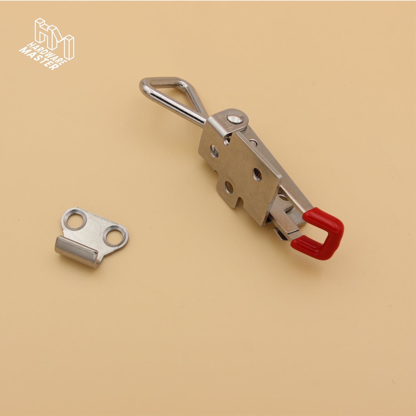 Small Over Centre Toggle Latch With Safety Catch | S304 Stainless Steel | Red | Lockable Fastener