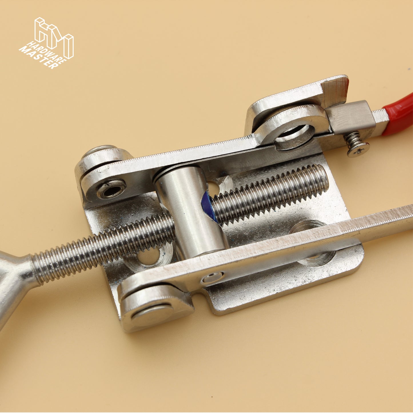 Large Over Centre Toggle Latch With Safety Catch | S304 Stainless Steel | Red | Lockable Fastener