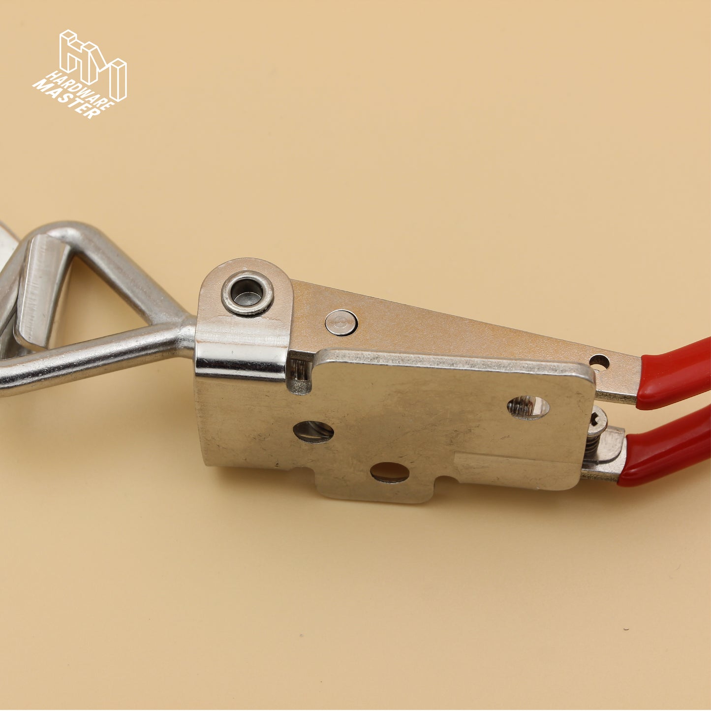 Large Over Centre Toggle Latch With Safety Catch | S304 Stainless Steel | Red | Lockable Fastener