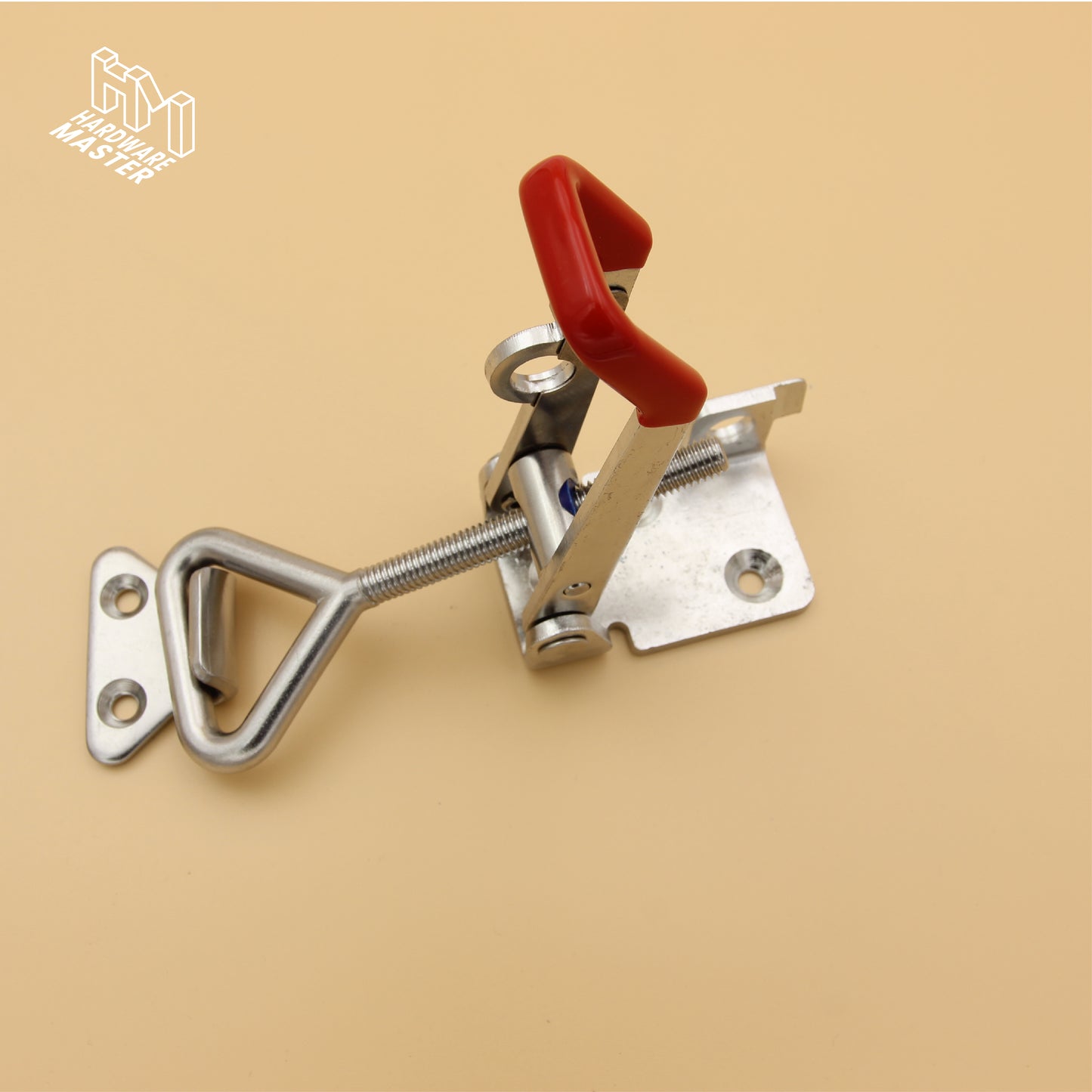 Large Over Centre Toggle Latch With Safety Catch | S304 Stainless Steel | Red | Lockable Fastener