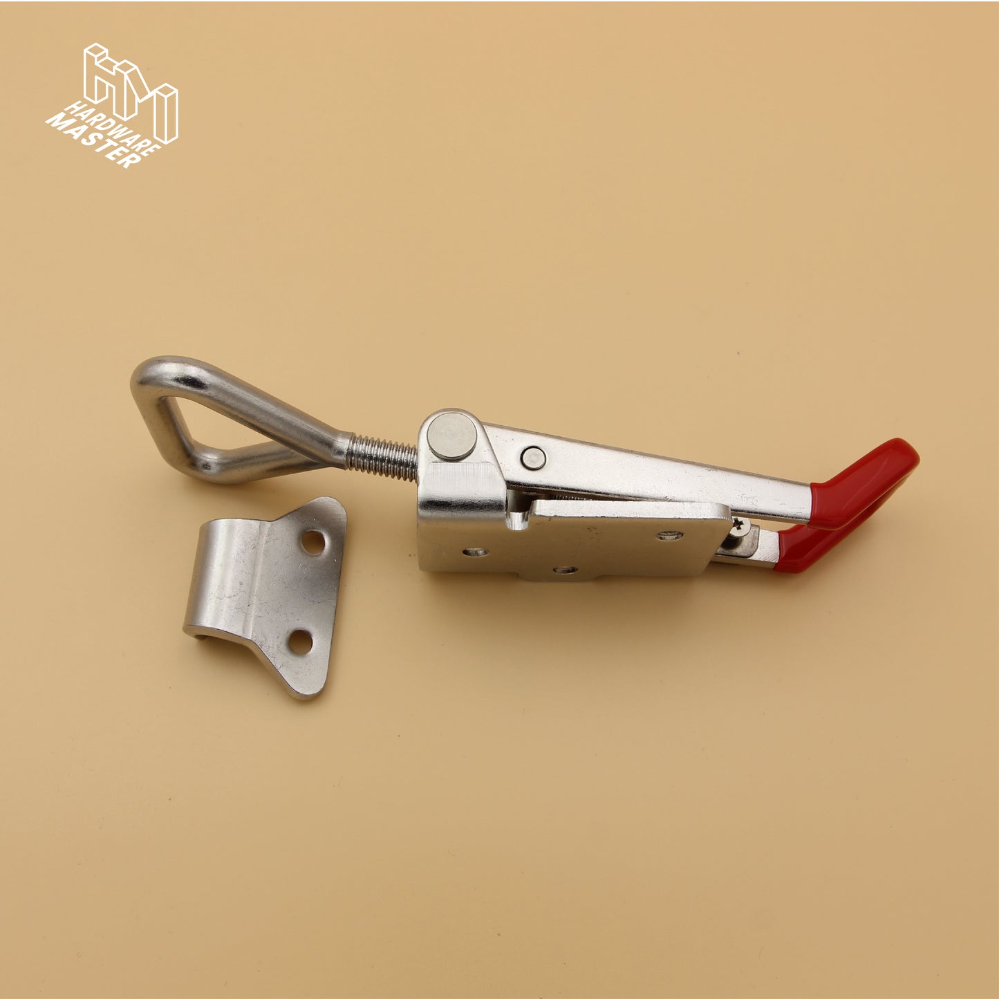Large Over Centre Toggle Latch With Safety Catch | S304 Stainless Steel | Red | Lockable Fastener