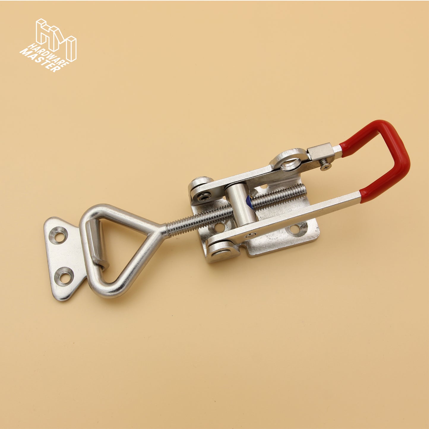 Large Over Centre Toggle Latch With Safety Catch | S304 Stainless Steel | Red | Lockable Fastener