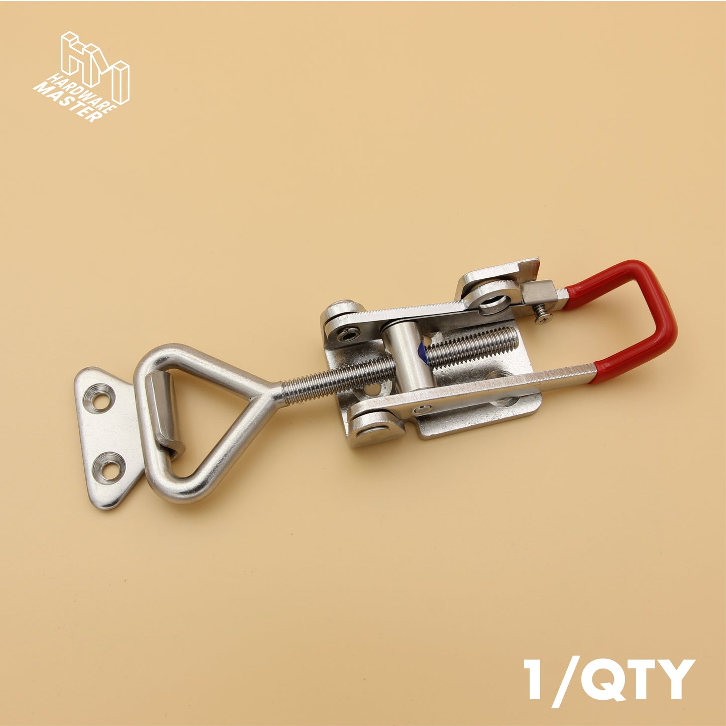 Large Over Centre Toggle Latch With Safety Catch | S304 Stainless Steel | Red | Lockable Fastener