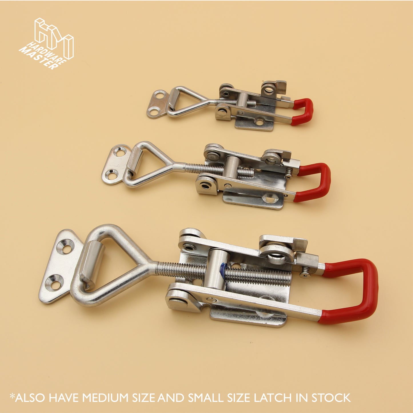 Large Over Centre Toggle Latch With Safety Catch | S304 Stainless Steel | Red | Lockable Fastener