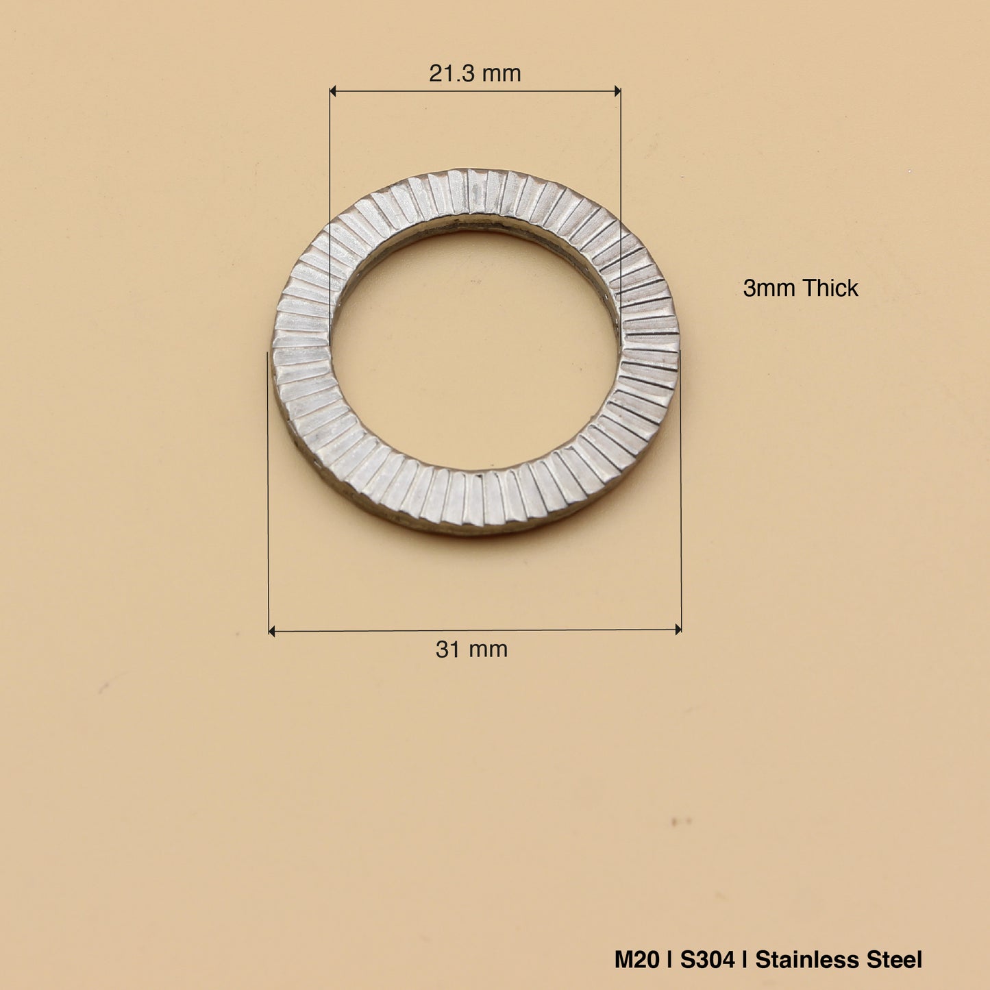 M20 Shakeproof Lock Washers | 2Qty | S304 Stainless Steel