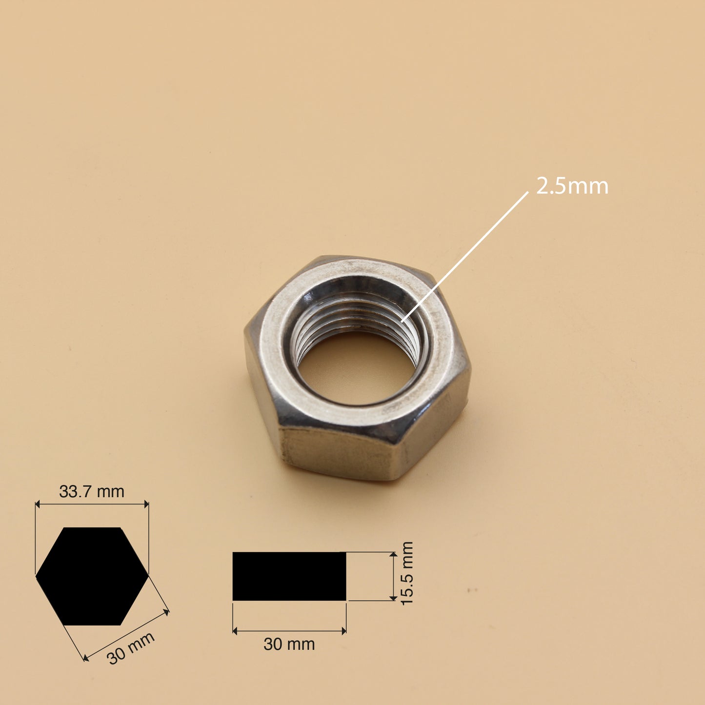 M20 Hex Nuts | 2Qty | S304 Stainless Steel Heavy Duty Fasteners