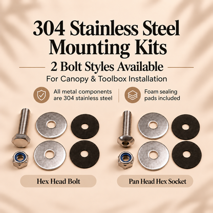 S304 Stainless Steel Canopy & Toolbox Mounting Kit with Foam Sealing Pads – M10