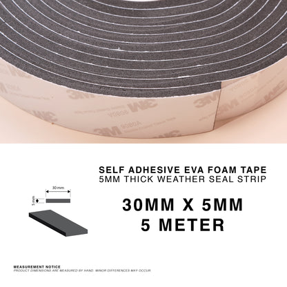 Self Adhesive EVA Foam Sealing Tape – Black | 3mm & 5mm | 5m Roll