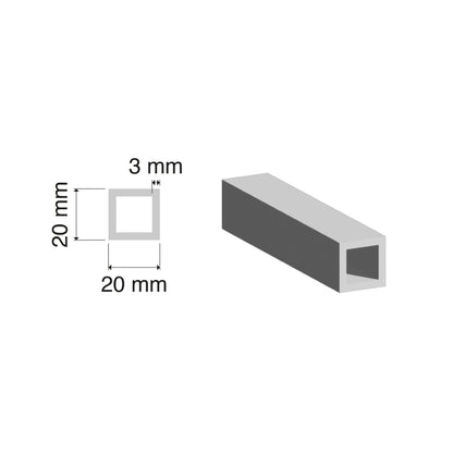 Aluminium SHS Tube | 20x20x3mm |  6060 T5 Alloy | Custom Length