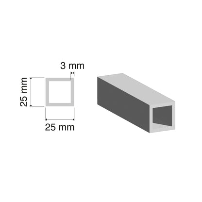 Aluminium SHS Tube | 25x25x3mm | 6060 T5 Alloy | Custom Length