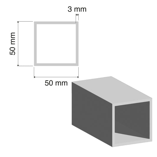 Aluminium SHS Tube | 50x50x3mm | 6060 T5 Alloy | Custom Length
