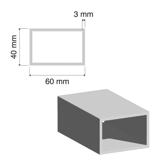 40x60mm Aluminium RHS Tube