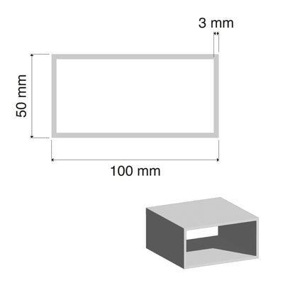 50x100mm Aluminium RHS Tube