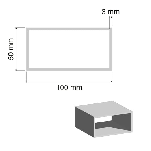 50x100mm Aluminium RHS Tube