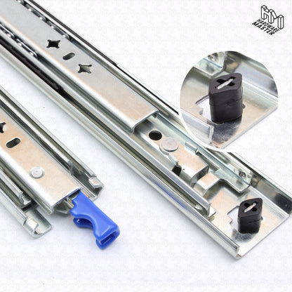 125kg Locking Drawer Slides | 1 Pair | Medium Duty | Full Extension Runners
