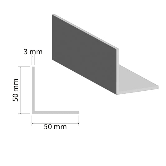 Aluminium Equal Angle | 50x50x3mm | 6060 T5 Alloy | Custom Length