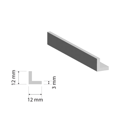 Aluminium Equal Angle | 12x12x3mm | 6063 T5 Alloy | Custom Length