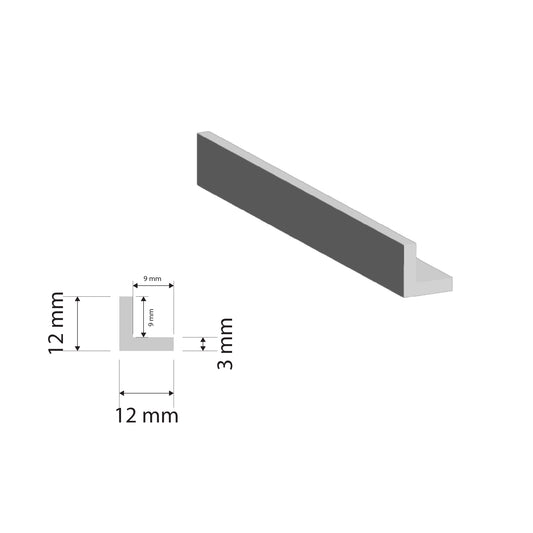 Aluminium Equal Angle | 12x12x3mm | 6063 T5 Alloy | Custom Length