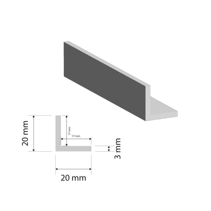 Aluminium Equal Angle | 20x20x3mm | 6060 T5 Alloy | Custom Length