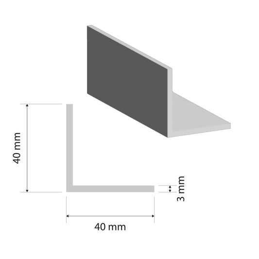 Aluminium Equal Angle | 40x40x3mm | 6060 T5 Alloy | Custom Length