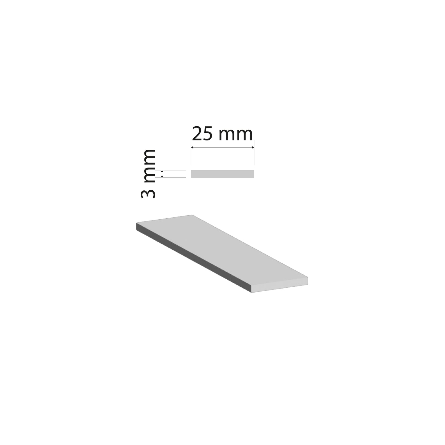 Aluminium Flat Bar | 25x3mm | 6063 T5 Alloy | Custom Length