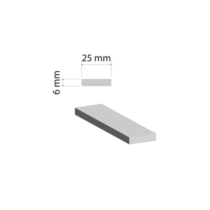 Aluminium Flat Bar | 25x6mm | 6063 T5 Alloy | Custom Length
