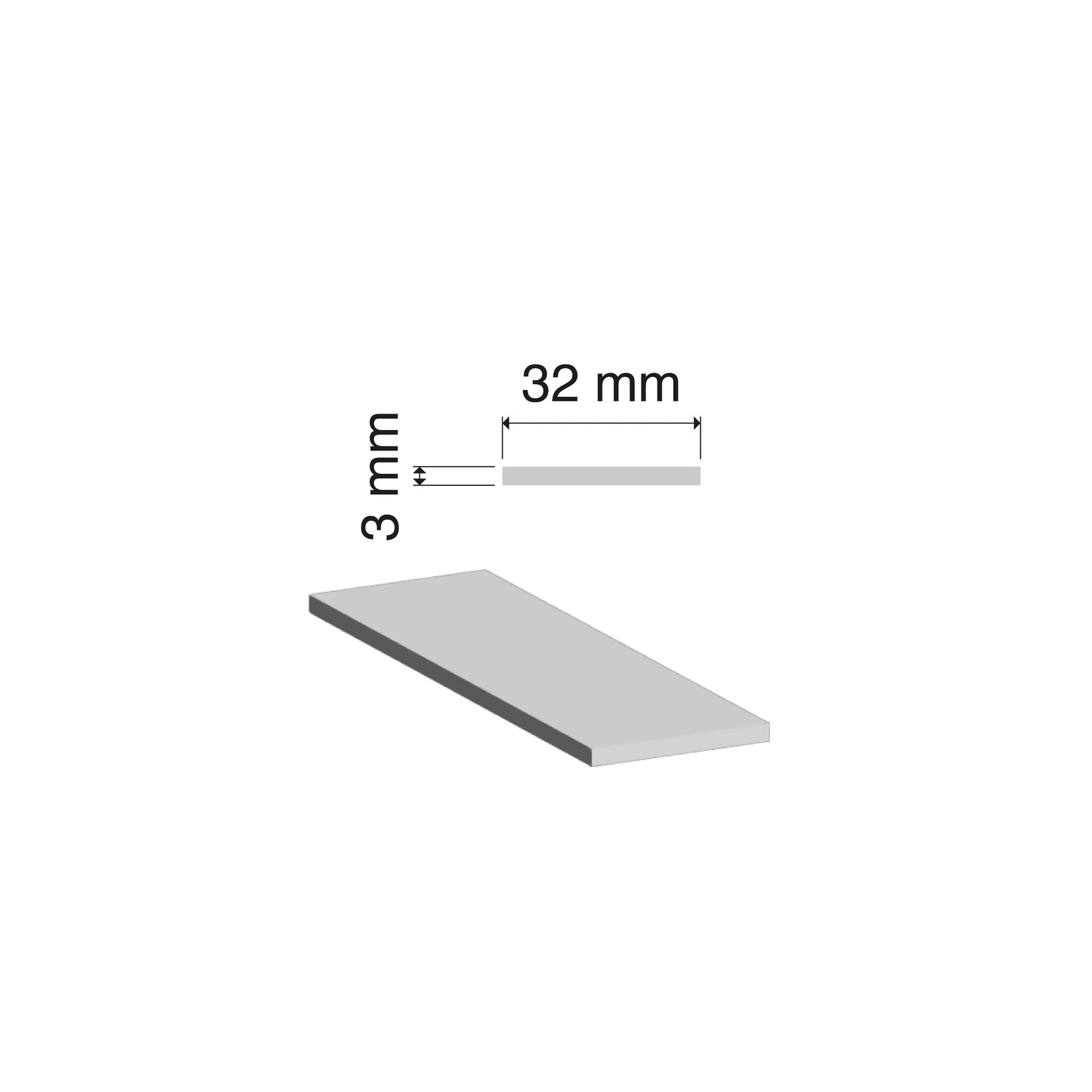 Aluminium Flat Bar | 32x3mm | 6060 T5 Alloy | Custom Length