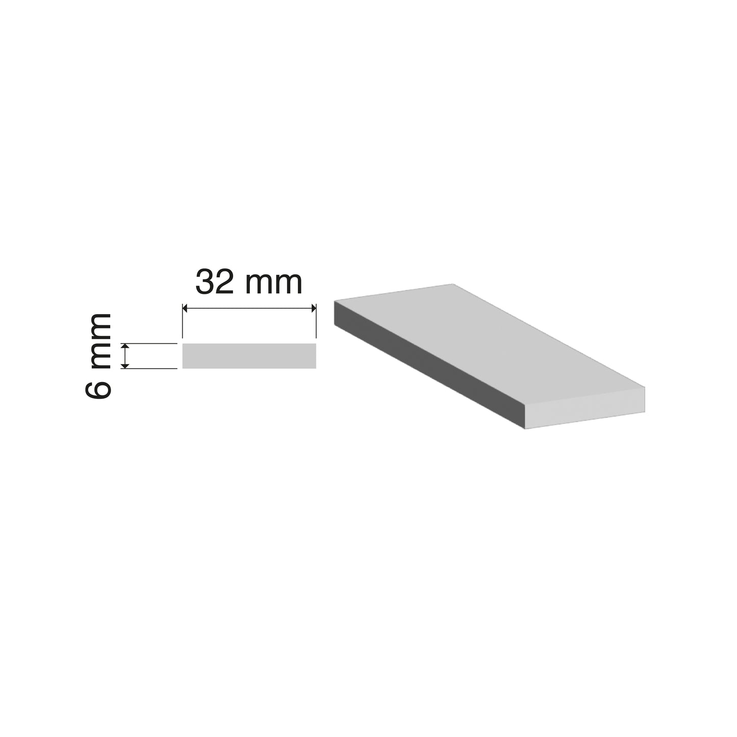 Aluminium Flat Bar | 32x6mm | 6060 T5 Alloy | Custom Length