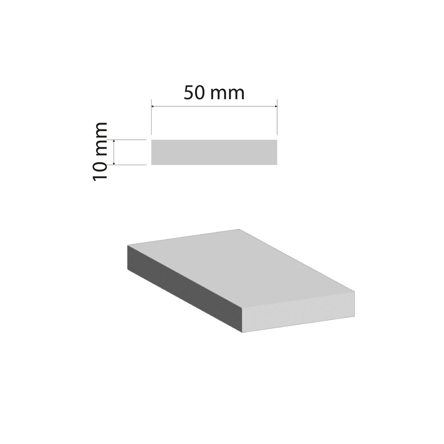 Aluminium Flat Bar | 50x10mm | 6060 T5 Alloy | Custom Length