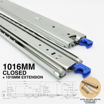 227kg Locking Drawer Slides | One Pair | Heavy Duty | Full Extension Runners