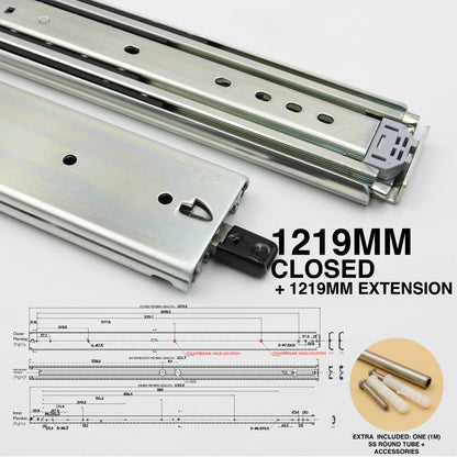 NEW | 227kg Locking Drawer Slides | One Pair | Heavy Duty | Full Extension Runners