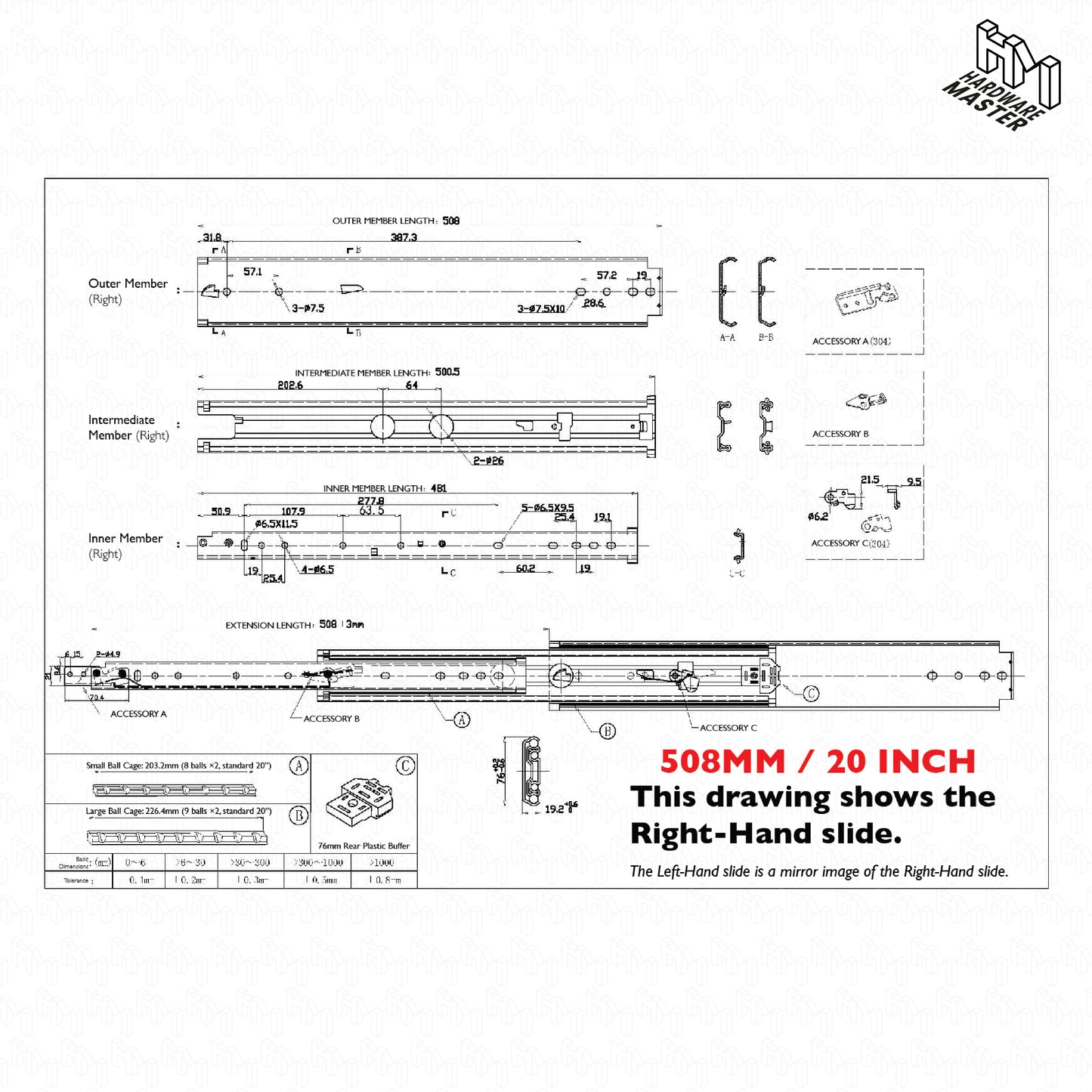 NEW | 227kg Locking Drawer Slides | One Pair | Heavy Duty | Full Extension Runners