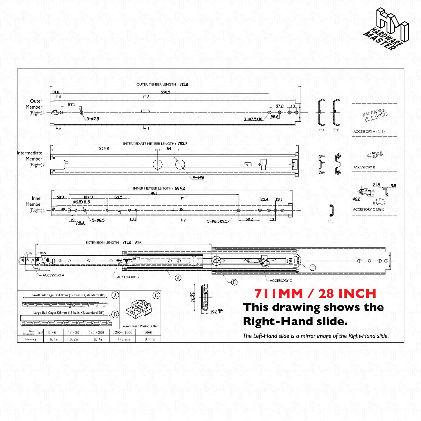 NEW | 227kg Locking Drawer Slides | One Pair | Heavy Duty | Full Extension Runners