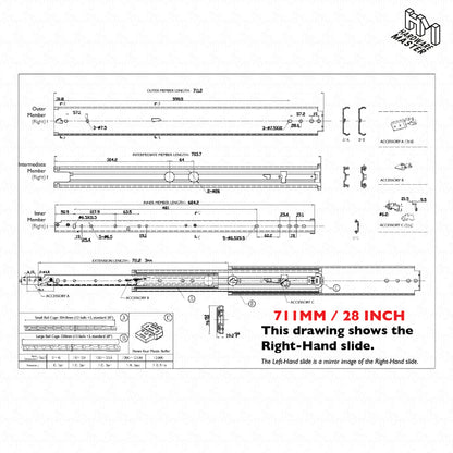 NEW | 227kg Locking Drawer Slides | One Pair | Heavy Duty | Full Extension Runners