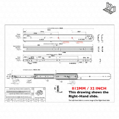 NEW | 227kg Locking Drawer Slides | One Pair | Heavy Duty | Full Extension Runners
