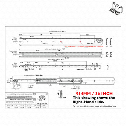 NEW | 227kg Locking Drawer Slides | One Pair | Heavy Duty | Full Extension Runners