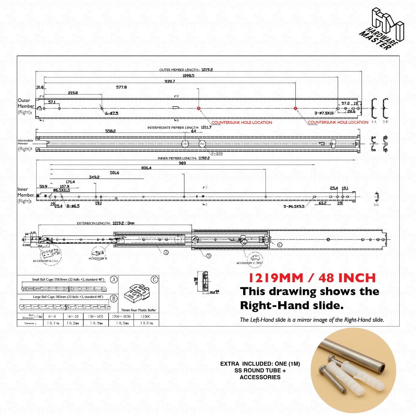 NEW | 227kg Locking Drawer Slides | One Pair | Heavy Duty | Full Extension Runners