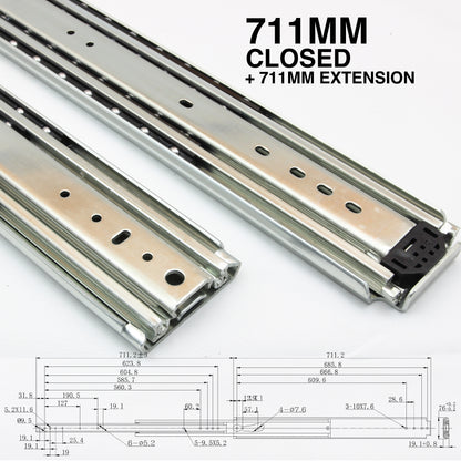 227kg Non-Locking Drawer Slides | One Pair | Heavy Duty | Full Extension Runners