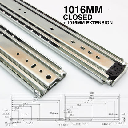 227kg Non-Locking Drawer Slides | One Pair | Heavy Duty | Full Extension Runners
