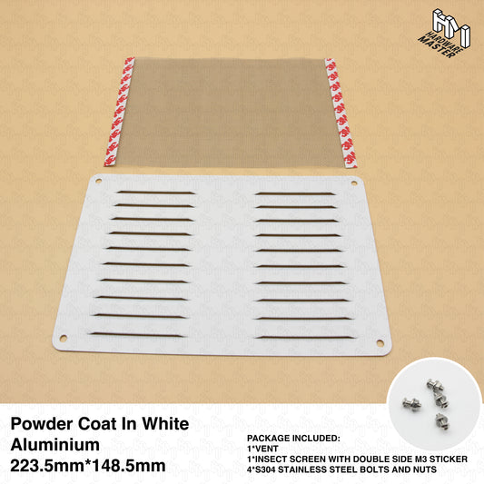 Aluminium Air Vent Caravan Vent White 148.5mm x 223.5mm | RV Ventilation Grill