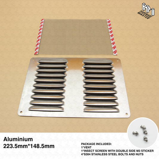 Aluminium Air Vent Caravan Vent Silver 148.5mm x 223.5mm | RV Ventilation Grill