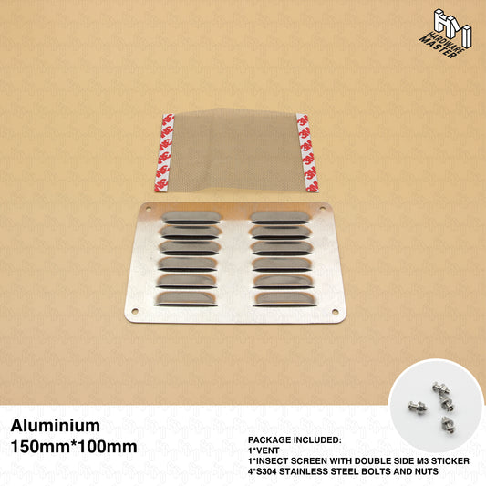 Aluminium Air Vent Caravan Vent Silver 100mm x 150mm | RV Ventilation Grill