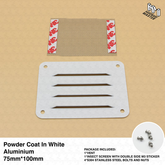 Aluminium Air Vent Caravan Vent White 75mm x 100mm | RV Ventilation Grill
