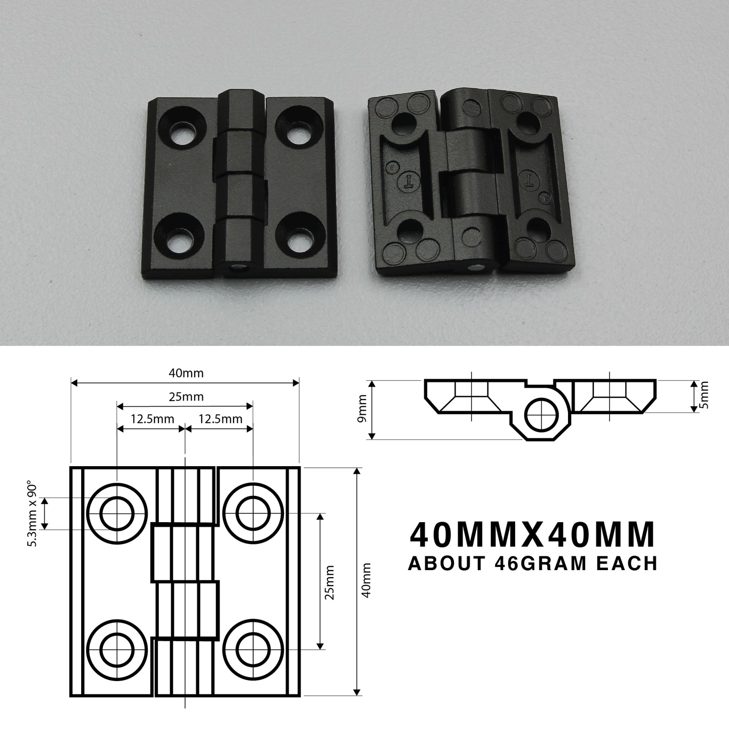 Butt Hinge | Sunk Mount or Blind Mount | Heavy Duty | Zinc Alloy | Black/Silver