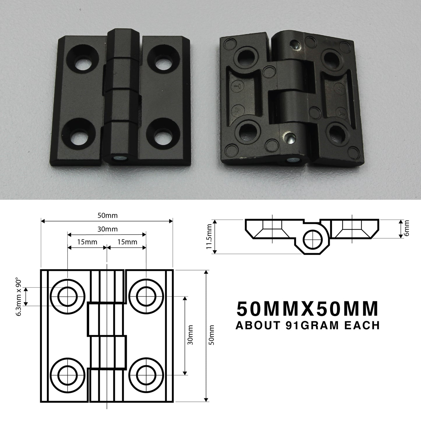 Butt Hinge | Sunk Mount or Blind Mount | Heavy Duty | Zinc Alloy | Black/Silver