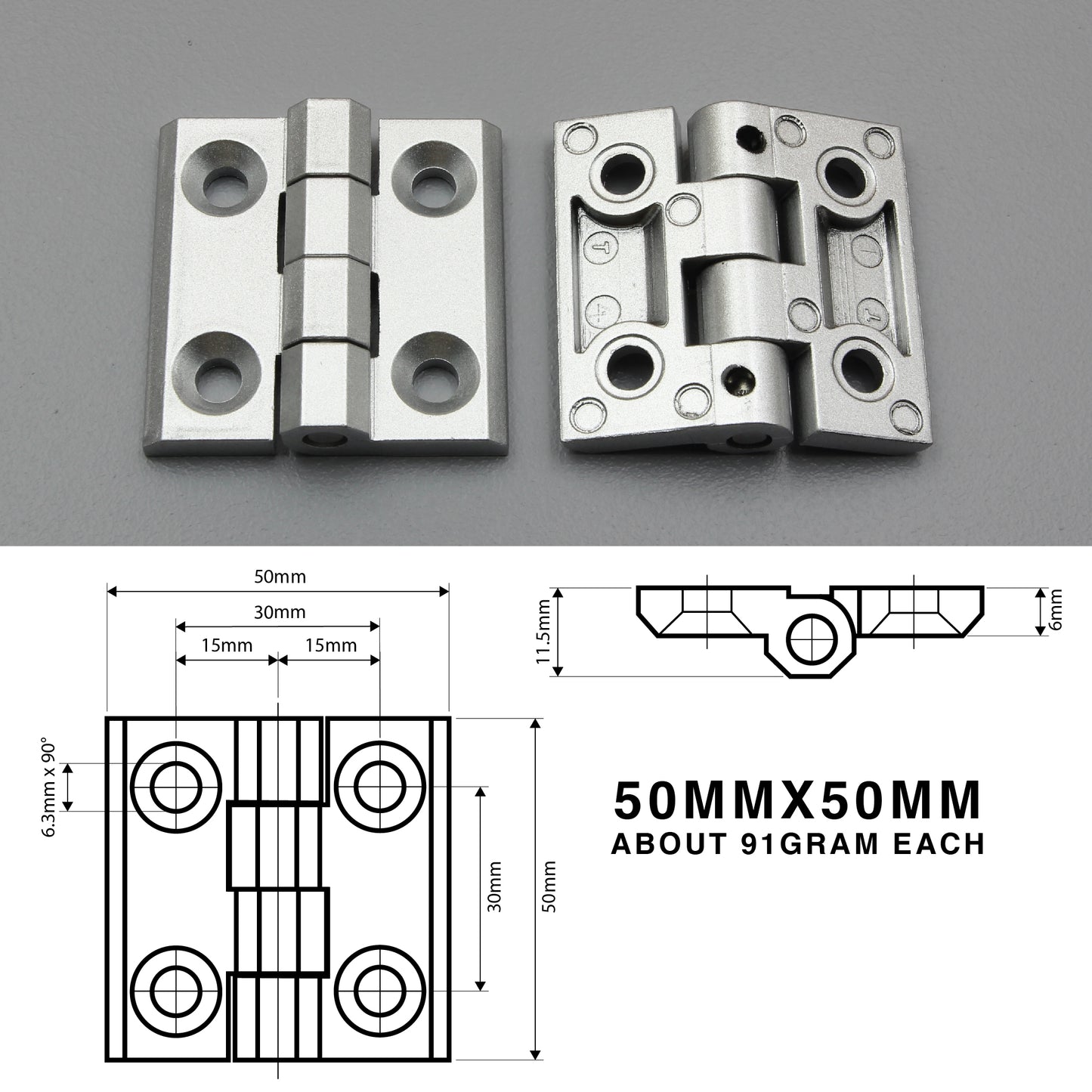 Butt Hinge | Sunk Mount or Blind Mount | Heavy Duty | Zinc Alloy | Black/Silver